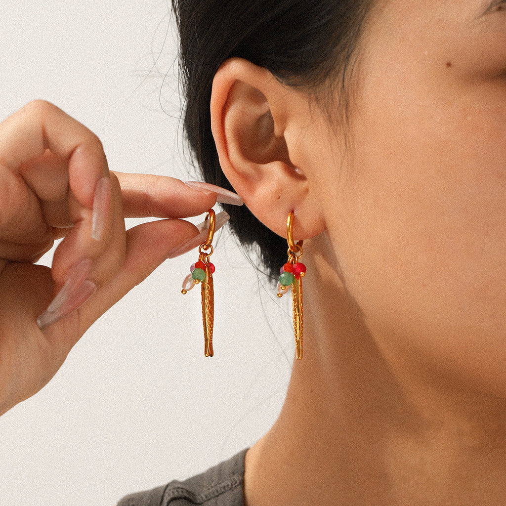 Fish Charm Beaded Earrings – Stainless Steel Pearl Drop Earrings Trendy Ocean Jewelry for Women