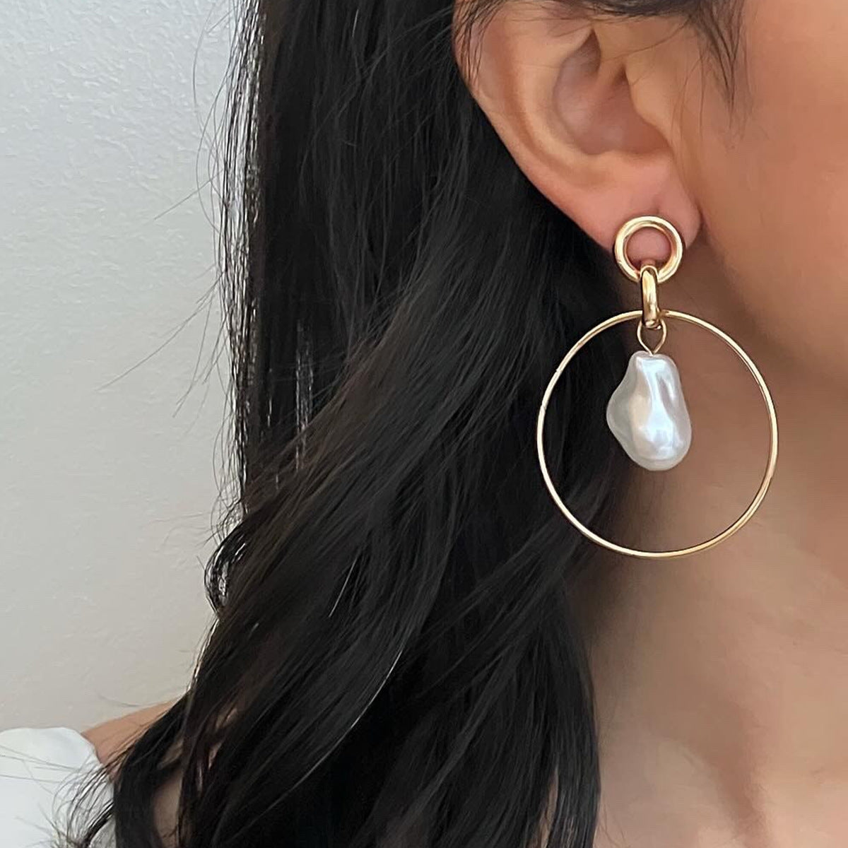 Baroque Pearl Earrings – Stainless Steel Minimalist Elegant Earrings for Women