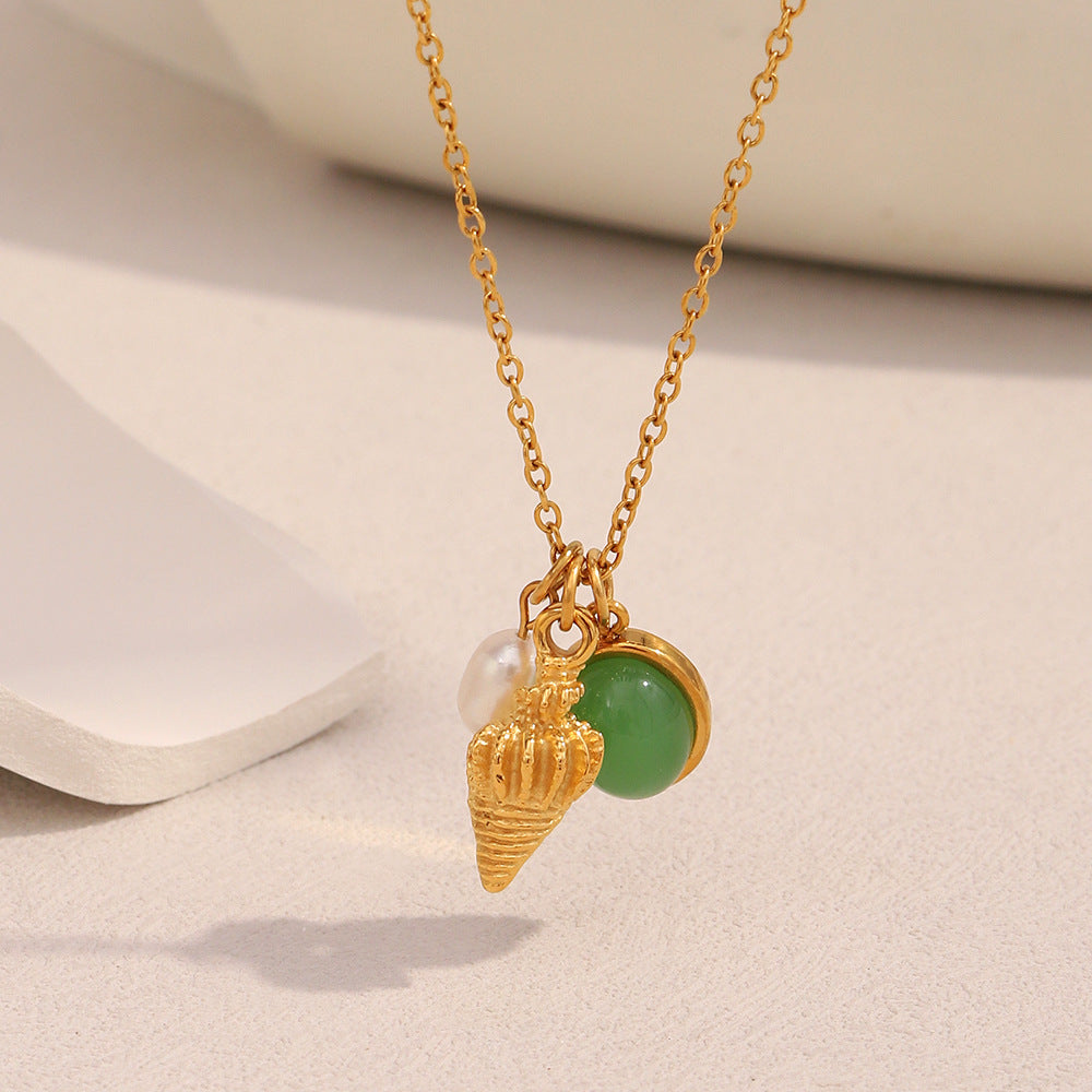 Minimalist Shell Pendant Necklace – 18K Gold Plated Stainless Steel Beach & Boho Jewelry for Women