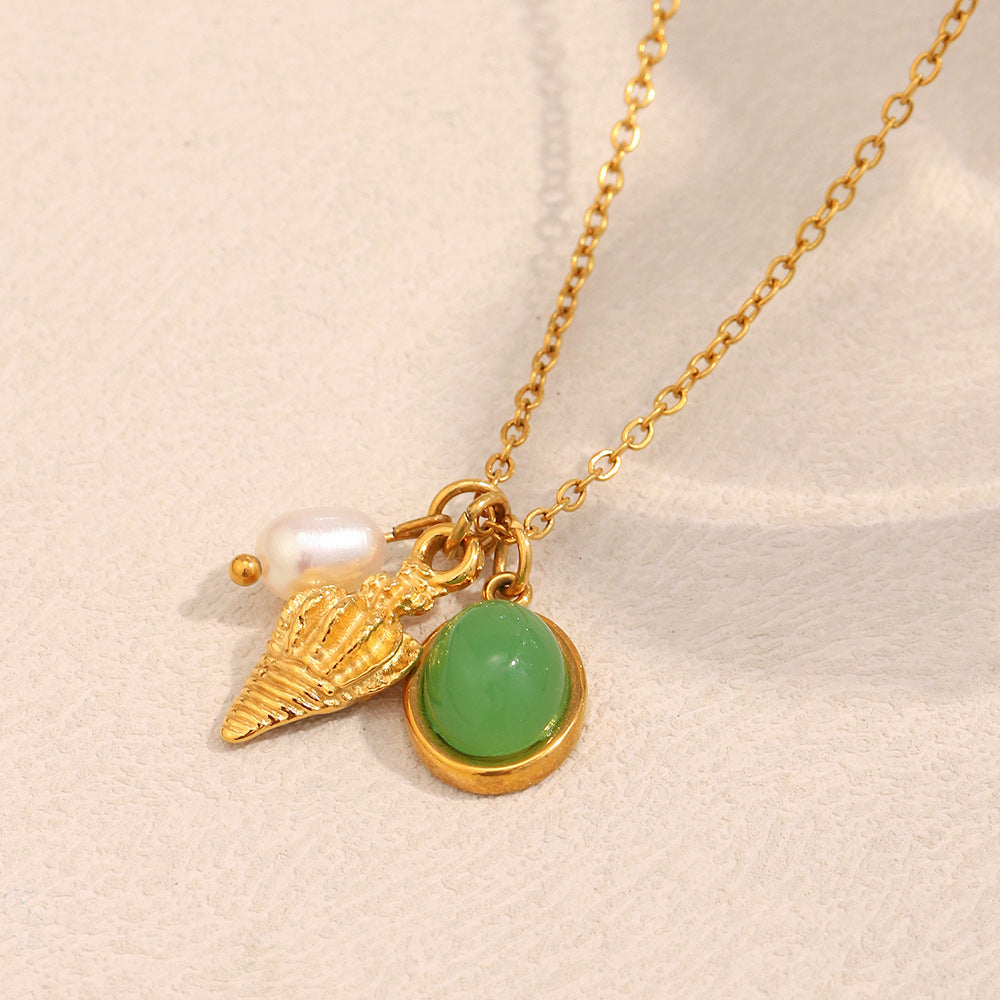 Minimalist Shell Pendant Necklace – 18K Gold Plated Stainless Steel Beach & Boho Jewelry for Women