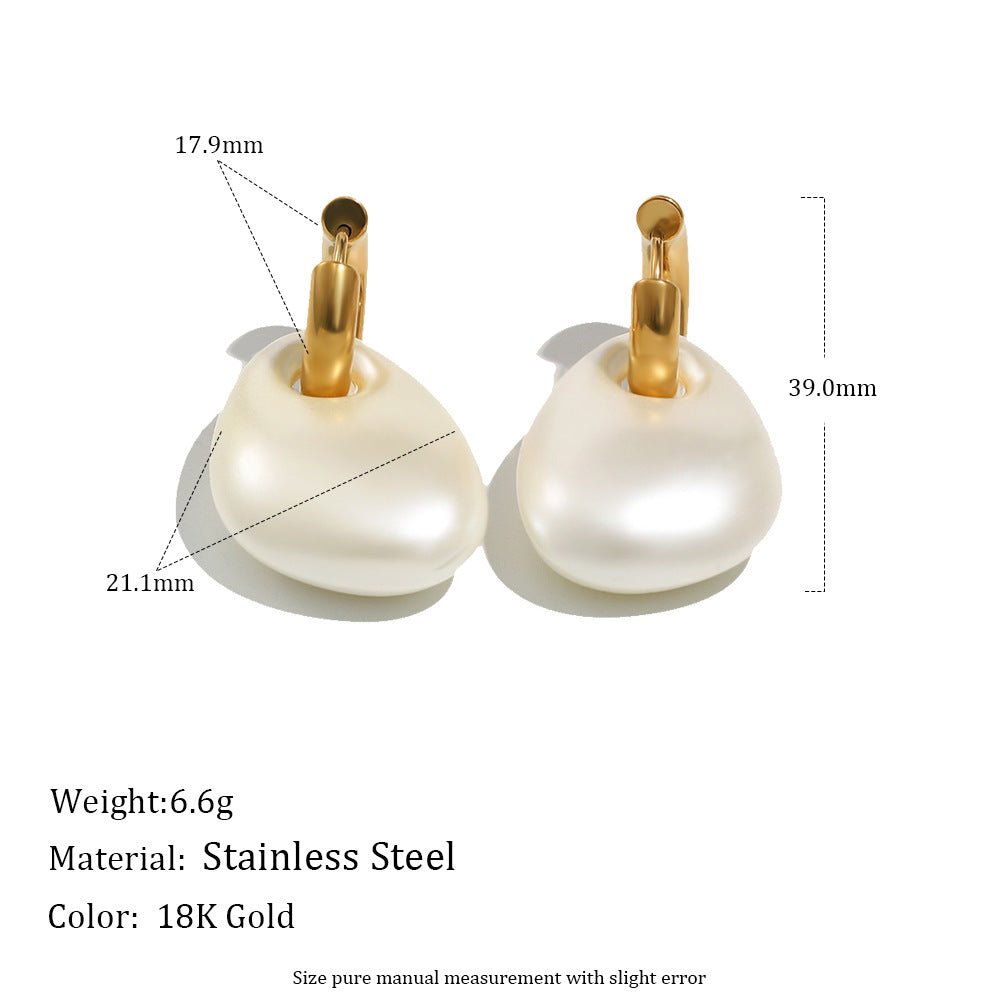 Matte Acrylic Pearl Stud Earrings – 18K Gold Plated Stainless Steel Minimalist Luxury Jewelry for Women