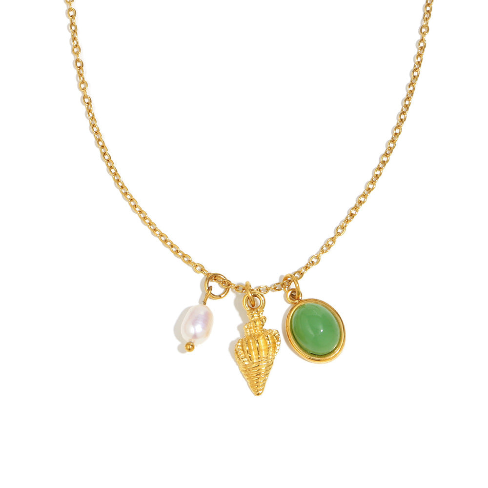Minimalist Shell Pendant Necklace – 18K Gold Plated Stainless Steel Beach & Boho Jewelry for Women