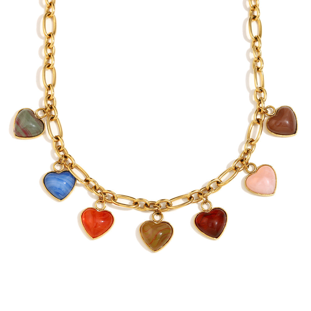 French Boutique Heart Necklace – 18K Gold Plated Stainless Steel Irregular Chain Minimalist Jewelry for Women