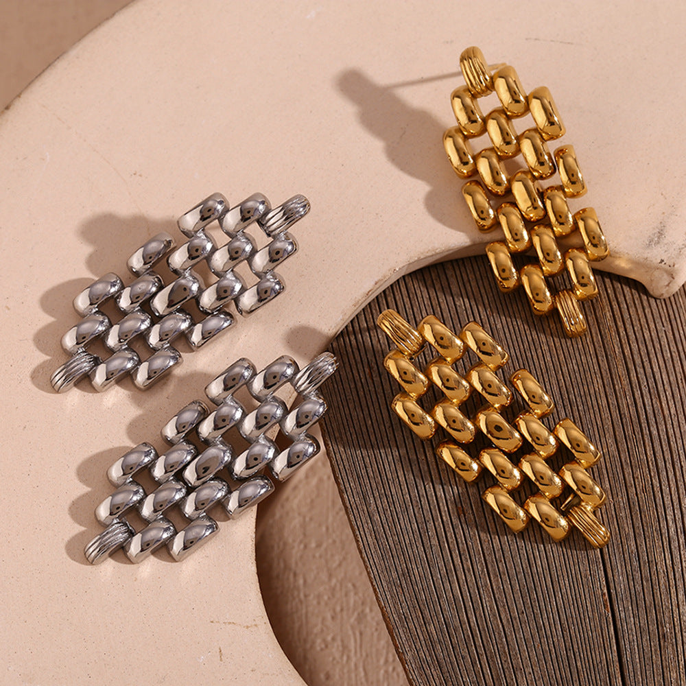 Boho Chain Stud Earrings – 18K Gold Plated Stainless Steel Minimalist Statement Jewelry for Women