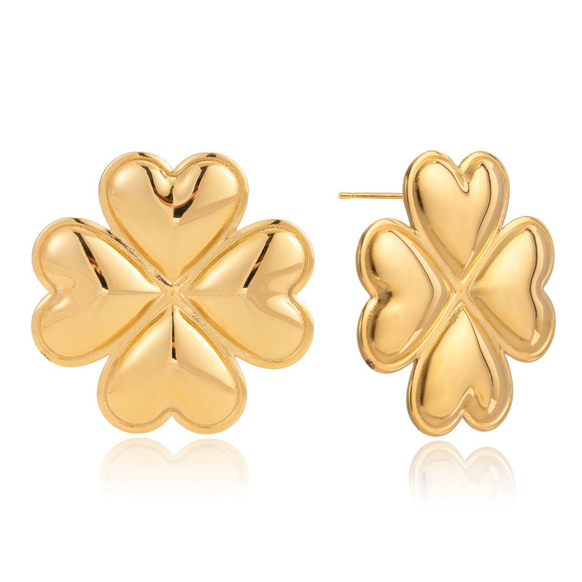 Four-Leaf Clover Earrings – Stainless Steel Vintage Luxury Jewelry for Women