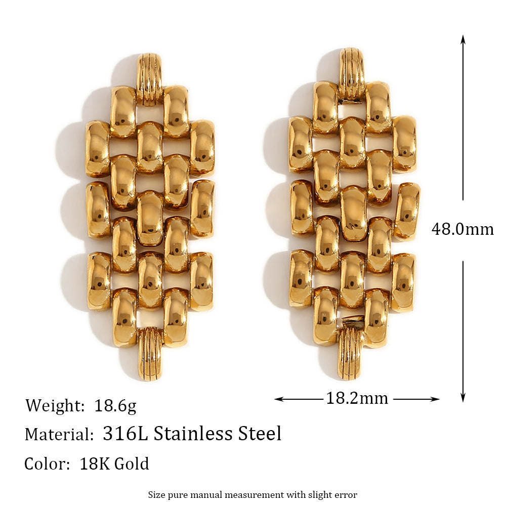 Boho Chain Stud Earrings – 18K Gold Plated Stainless Steel Minimalist Statement Jewelry for Women