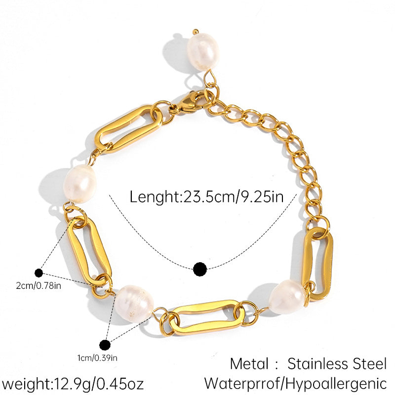 Elegant Pearl Bracelet – Minimalist Gold Plated Jewelry for Women