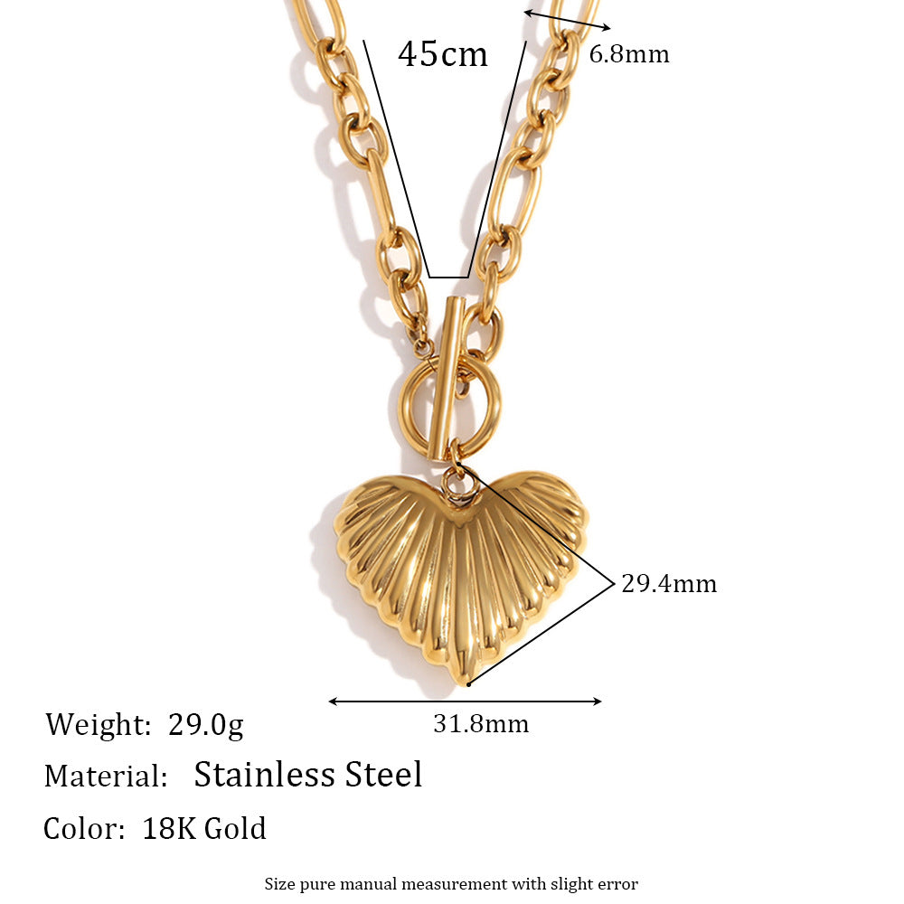 Irregular Chain Heart Necklace – 18K Gold Plated Stainless Steel OT Clasp Boutique Jewelry for Women