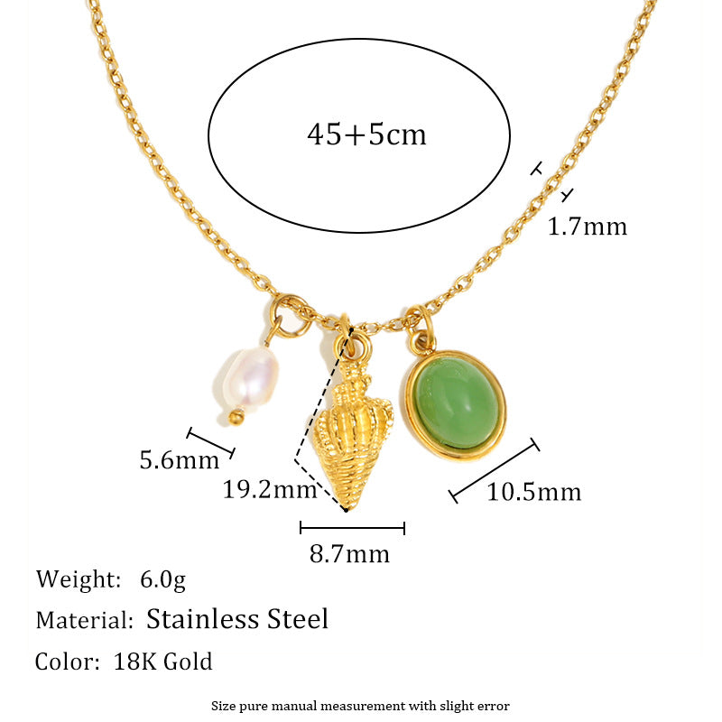 Minimalist Shell Pendant Necklace – 18K Gold Plated Stainless Steel Beach & Boho Jewelry for Women