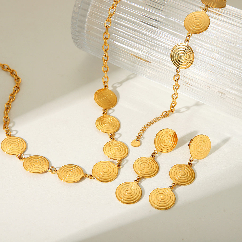 Twisted Hoop Necklace, Bracelet & Earrings Set – 18K Gold Plated Stainless Steel Minimalist Fashion Jewelry for Women