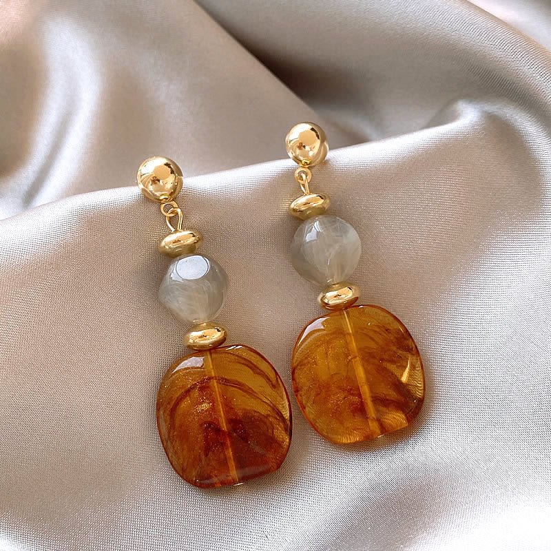Geometric Beaded Drop Earrings – Vintage Minimalist Luxury Stud Earrings for Women