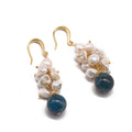 Baroque Freshwater Pearl & Kyanite Earrings – Elegant Gemstone Statement Jewelry for Women