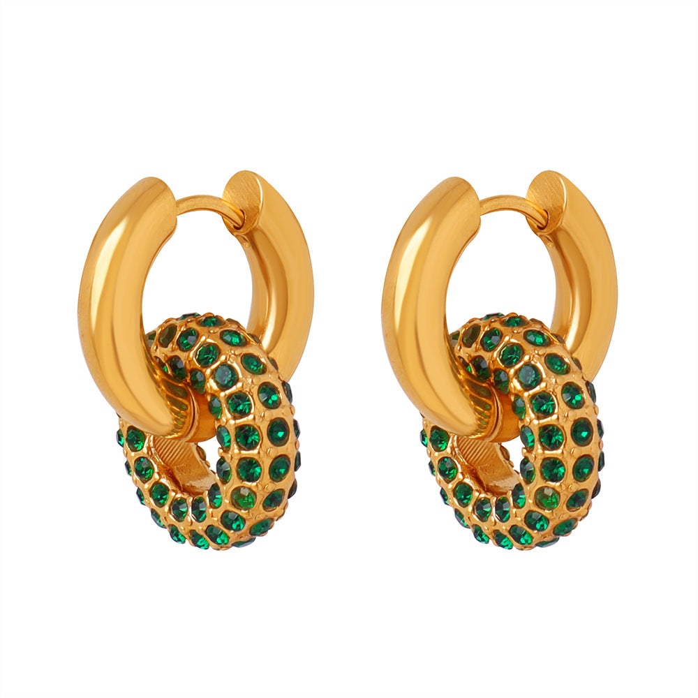 Vintage Round Crystal Earrings for Women – Gold Plated Titanium Steel Minimalist Fashion Jewelry