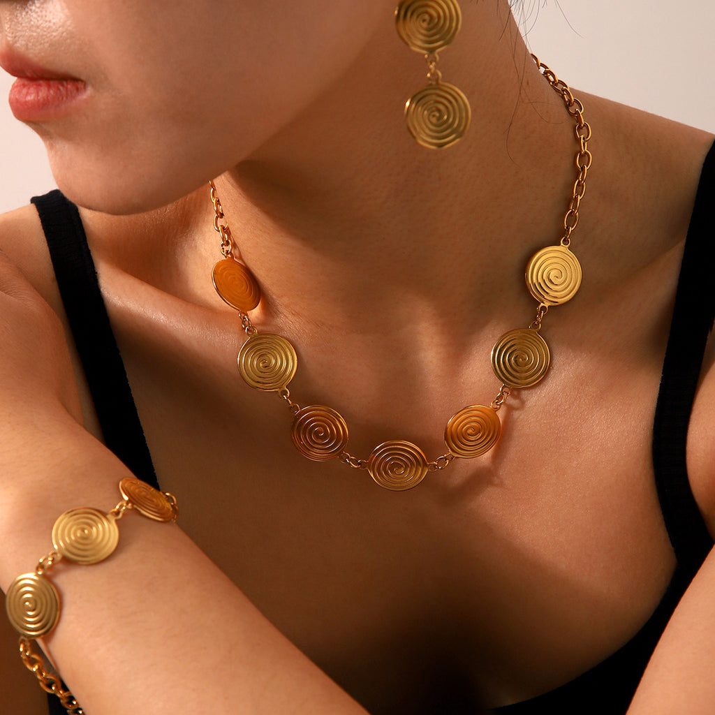 Twisted Hoop Necklace, Bracelet & Earrings Set – 18K Gold Plated Stainless Steel Minimalist Fashion Jewelry for Women