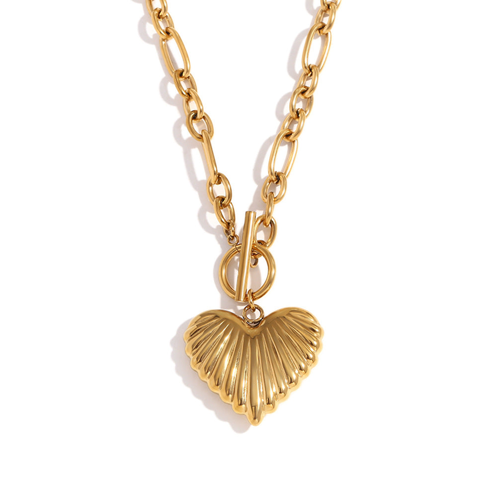 Irregular Chain Heart Necklace – 18K Gold Plated Stainless Steel OT Clasp Boutique Jewelry for Women
