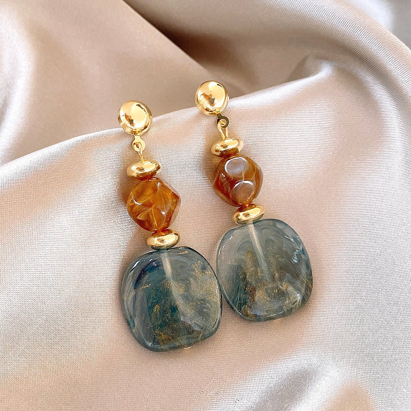Geometric Beaded Drop Earrings – Vintage Minimalist Luxury Stud Earrings for Women