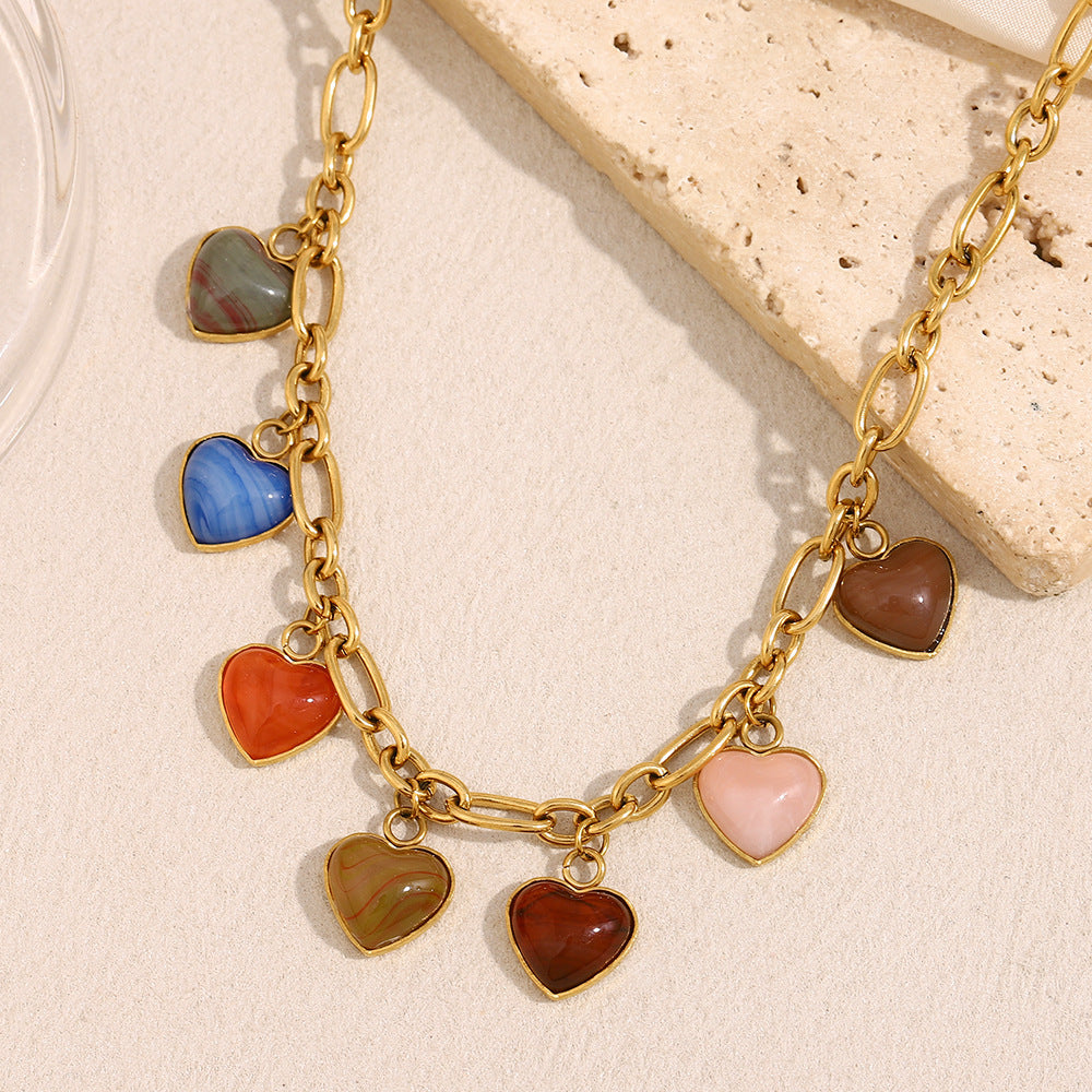 French Boutique Heart Necklace – 18K Gold Plated Stainless Steel Irregular Chain Minimalist Jewelry for Women