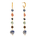 Colorful Natural Stone C Hoop Tassel Earrings – 18K Gold Plated Stainless Steel Luxury Jewelry for Women