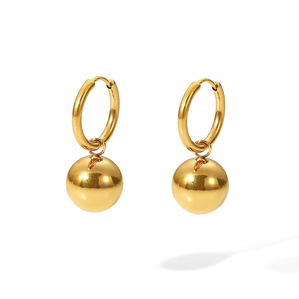 Gold Ball Drop Earrings – 18K Gold Plated Stainless Steel Minimalist Vintage Earrings for Women