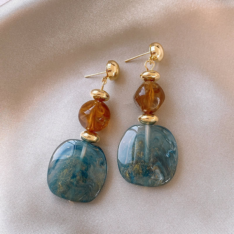 Geometric Beaded Drop Earrings – Vintage Minimalist Luxury Stud Earrings for Women