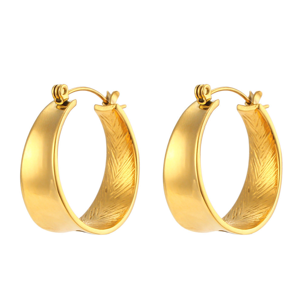 Geometric Gradient Hoop Earrings – Gold Plated Stainless Steel Minimalist Luxury Statement Jewelry for Women