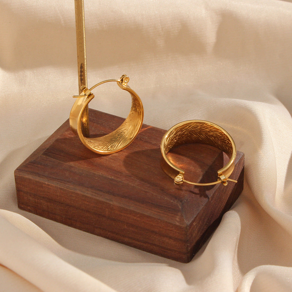 Geometric Gradient Hoop Earrings – Gold Plated Stainless Steel Minimalist Luxury Statement Jewelry for Women