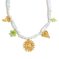 Edgy Ribbon Sun Pendant Necklace – 18K Gold Plated Stainless Steel Trendy Boutique Jewelry for Women