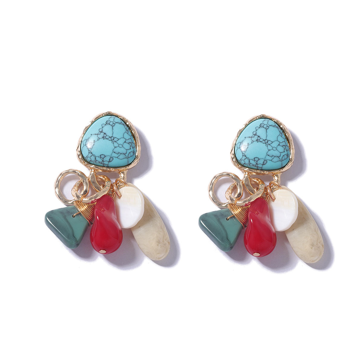 Boho Irregular Gemstone Drop Earrings – Vintage Colorful Statement Jewelry for Women