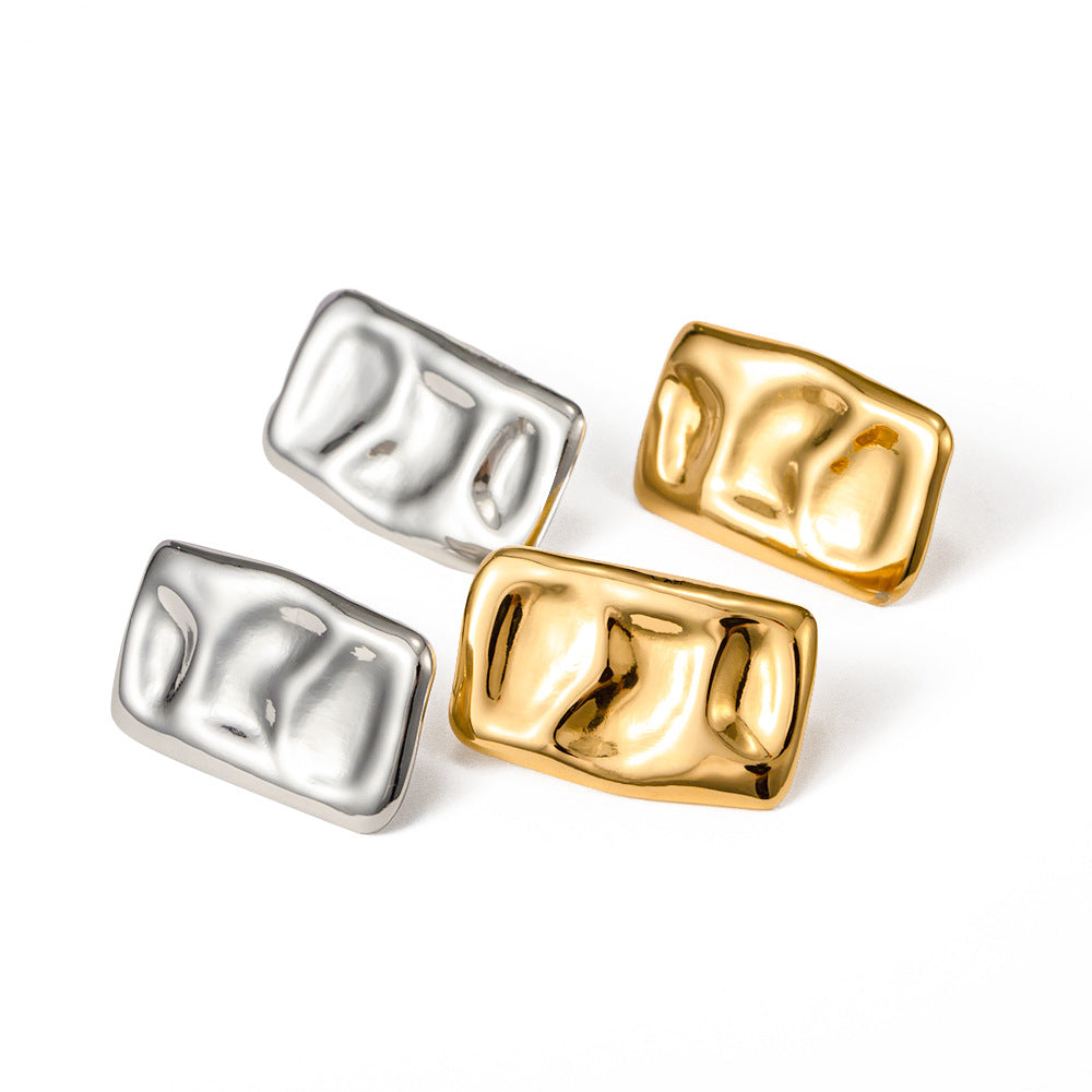 Geometric Gold Square Earrings – Bold 18K Gold Plated Stainless Steel Statement Jewelry for Women