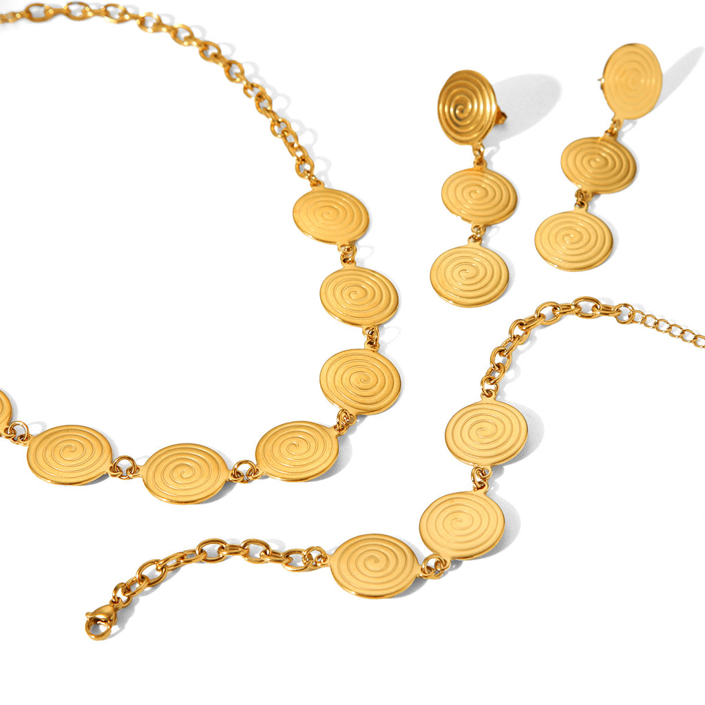 Twisted Hoop Necklace, Bracelet & Earrings Set – 18K Gold Plated Stainless Steel Minimalist Fashion Jewelry for Women