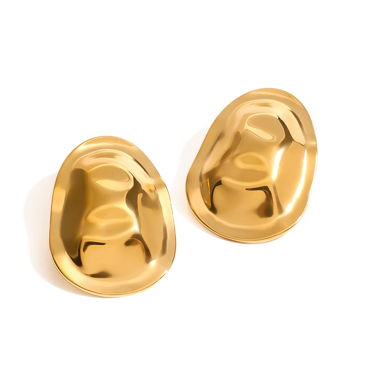 Irregular Hammered Gold Earrings – Stainless Steel Statement Earrings for Women