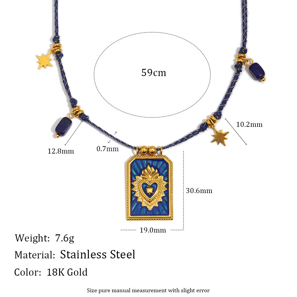 Vintage Crown Pendant Necklace – 18K Gold Plated Stainless Steel Woven Cord Boutique Statement Jewelry for Women
