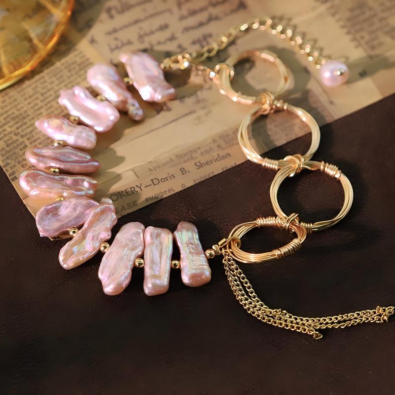 Baroque Pearl Chain Bracelet – Gold Plated Stainless Steel Minimalist Luxury Jewelry for Women