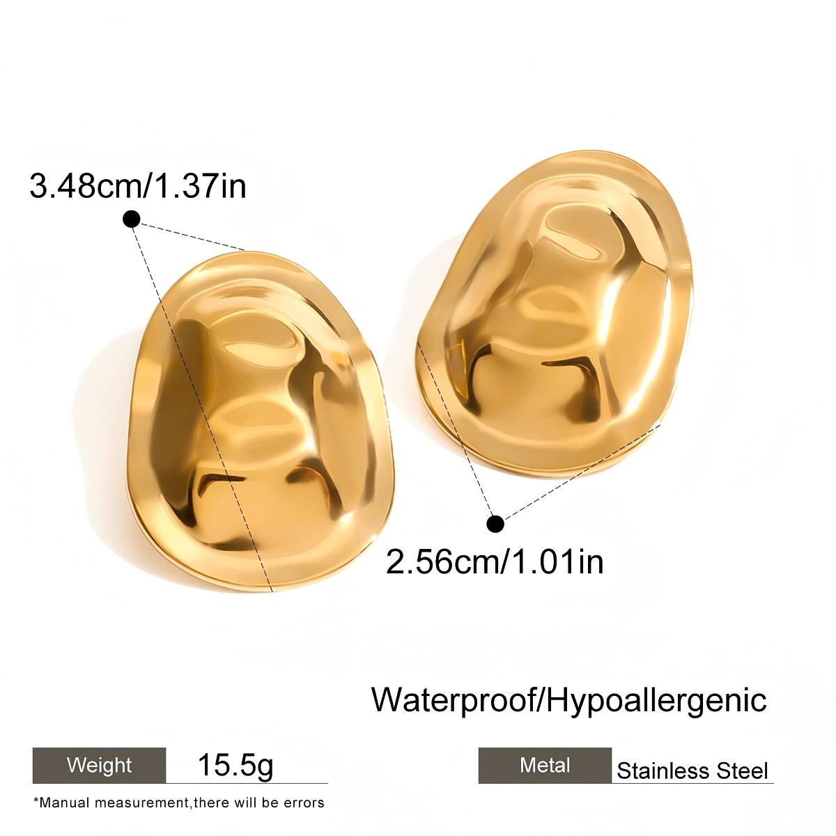 Irregular Hammered Gold Earrings – Stainless Steel Statement Earrings for Women