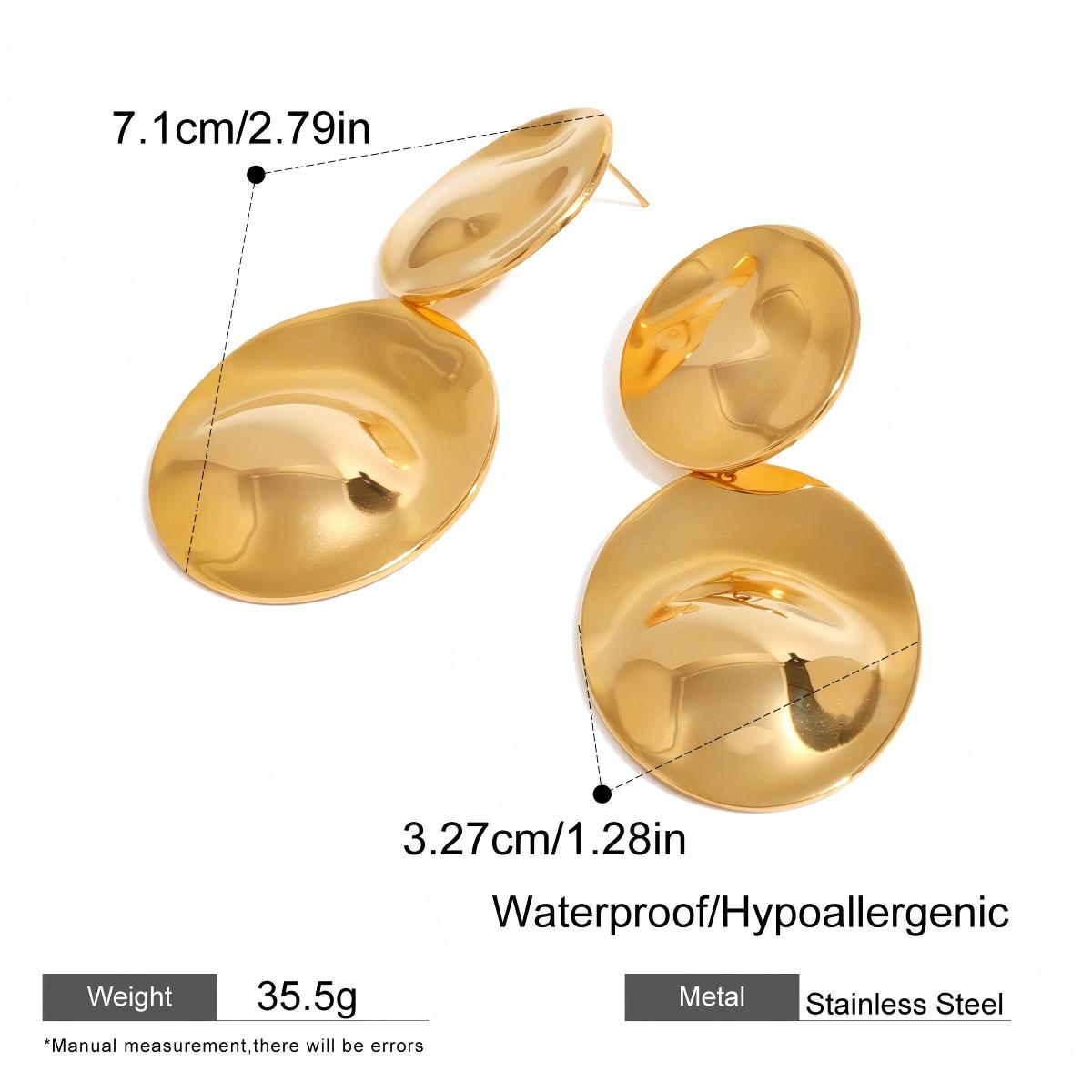 Bold Round Hoop Earrings – 18K Gold Plated Stainless Steel Titanium Statement Jewelry for Women
