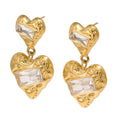 Zircon Heart Stud Earrings – 18K Gold Plated Stainless Steel Minimalist Jewelry for Women