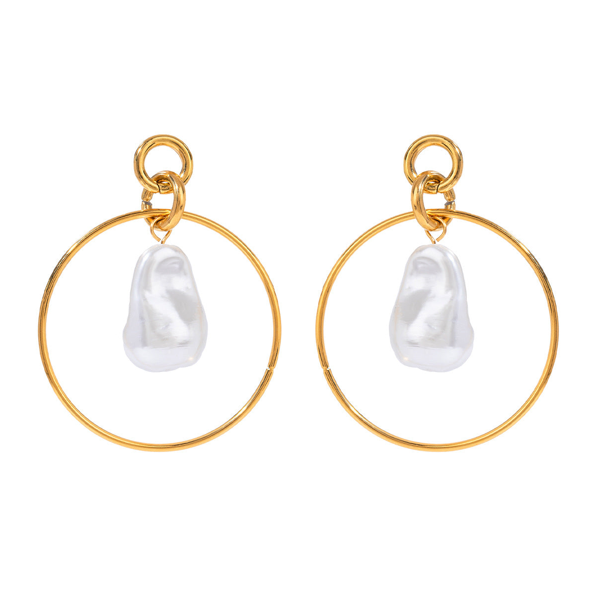 Baroque Pearl Earrings – Stainless Steel Minimalist Elegant Earrings for Women