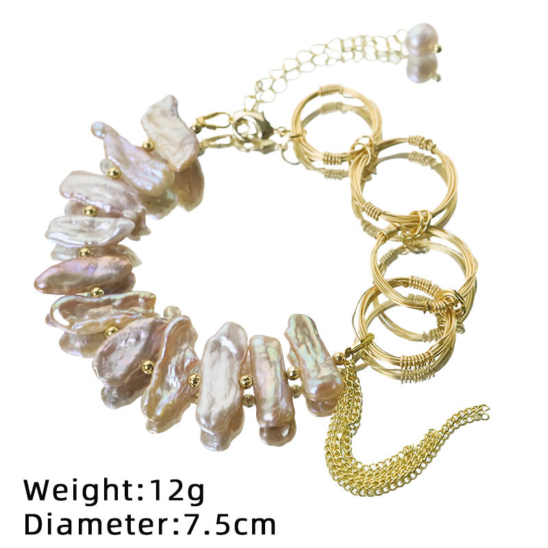 Baroque Pearl Chain Bracelet – Gold Plated Stainless Steel Minimalist Luxury Jewelry for Women