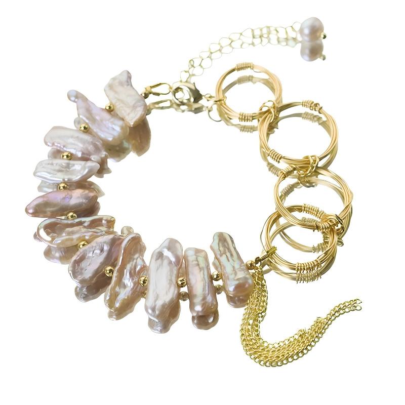 Baroque Pearl Chain Bracelet – Gold Plated Stainless Steel Minimalist Luxury Jewelry for Women