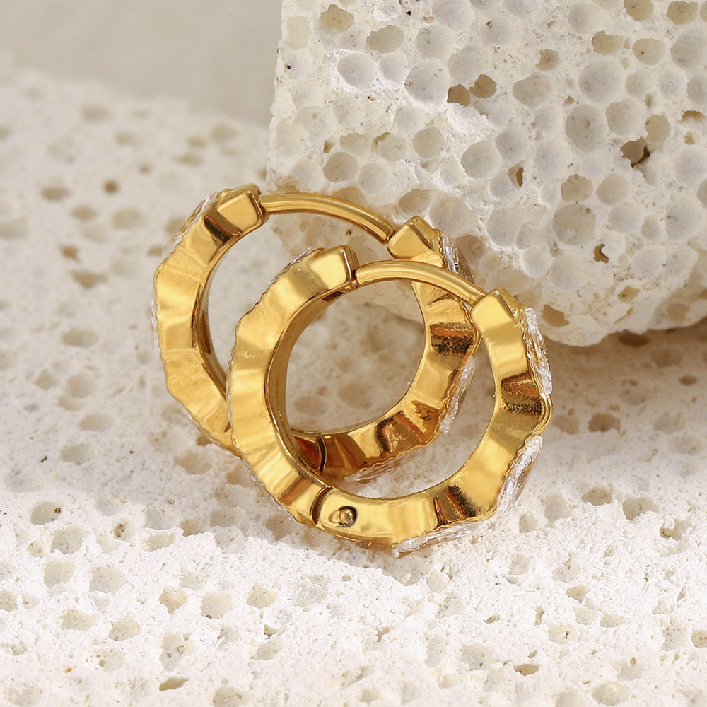 Mini Marquise CZ Hoop Earrings – 18K Gold Plated Stainless Steel Minimalist Luxury Jewelry for Women