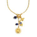 French Luxury Sun & Bee Necklace – 18K Gold Plated Stainless Steel Small Paperclip Chain Minimalist Jewelry for Women