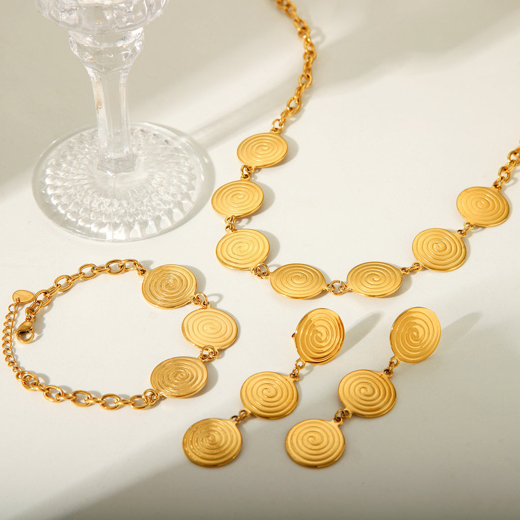 Twisted Hoop Necklace, Bracelet & Earrings Set – 18K Gold Plated Stainless Steel Minimalist Fashion Jewelry for Women