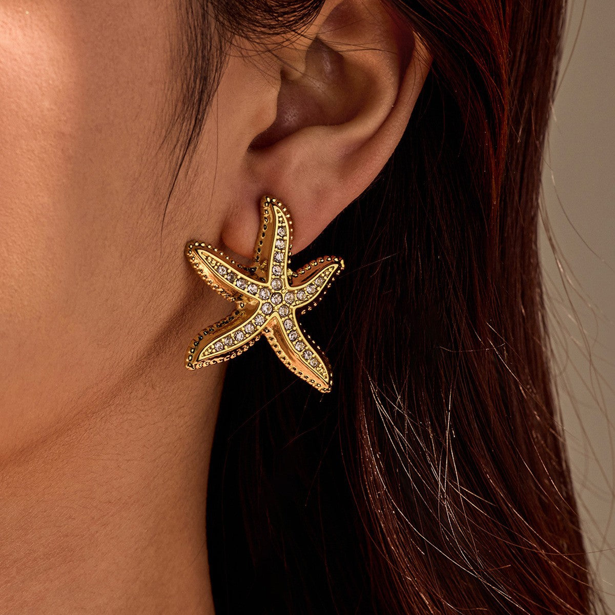 CZ Starfish Stud Earrings – 18K Gold Plated Stainless Steel Ocean-Inspired Minimalist Jewelry for Women