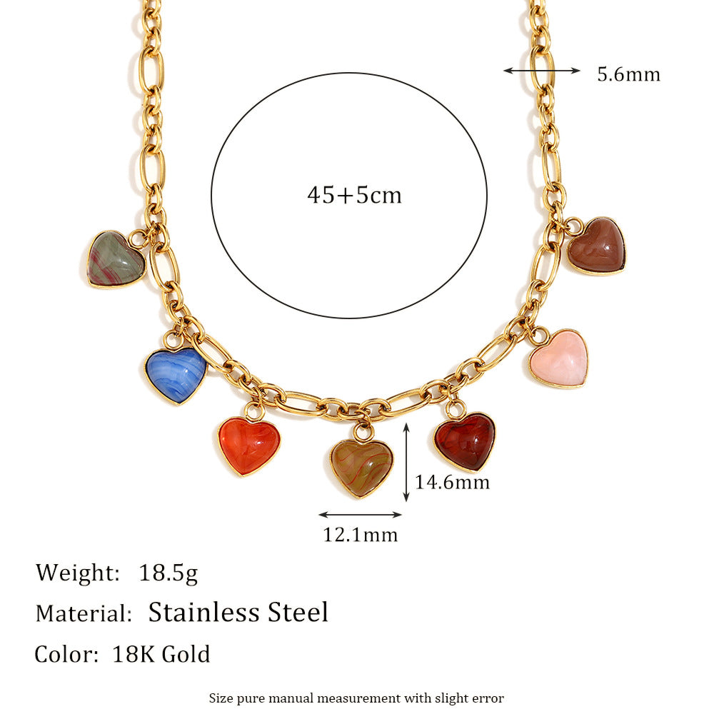 French Boutique Heart Necklace – 18K Gold Plated Stainless Steel Irregular Chain Minimalist Jewelry for Women