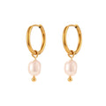 Freshwater Pearl Hoop Earrings – 18K Gold Plated Stainless Steel Minimalist Luxury Jewelry for Women