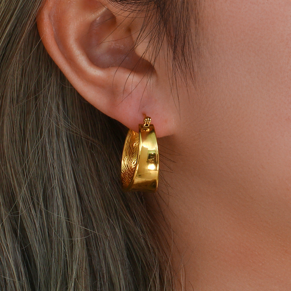 Geometric Gradient Hoop Earrings – Gold Plated Stainless Steel Minimalist Luxury Statement Jewelry for Women