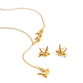 18K Gold Plated Stainless Steel Dove Earrings & Necklace Set – Fashion Jewelry for Women