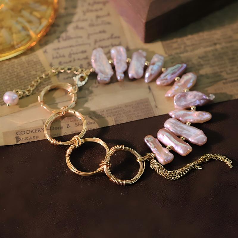 Baroque Pearl Chain Bracelet – Gold Plated Stainless Steel Minimalist Luxury Jewelry for Women