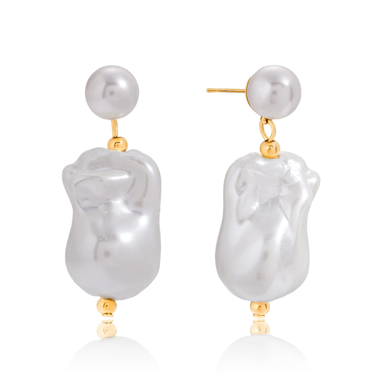 Baroque Pearl Drop Earrings – 18K Gold Plated Irregular Pearl Statement Earrings for Women