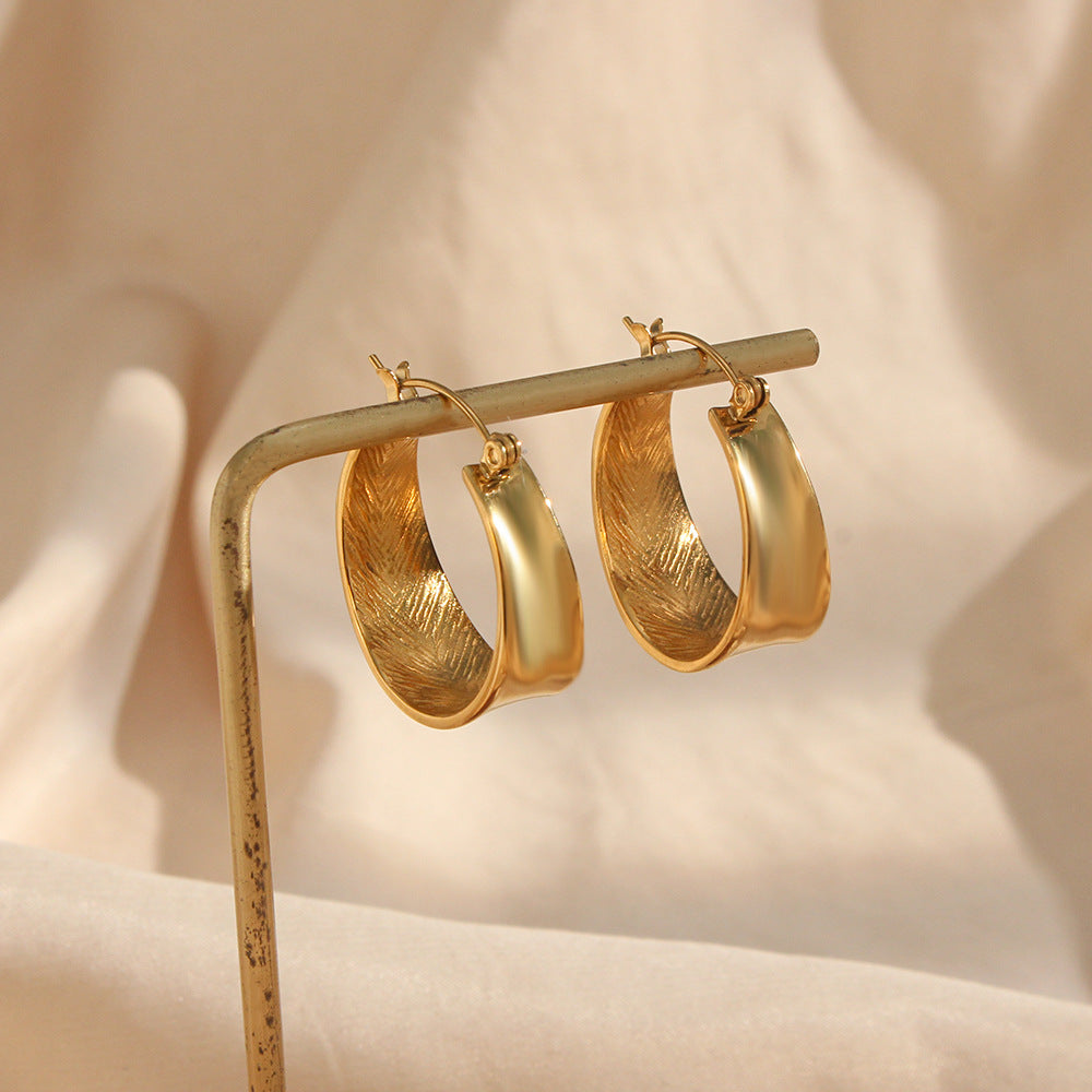 Geometric Gradient Hoop Earrings – Gold Plated Stainless Steel Minimalist Luxury Statement Jewelry for Women